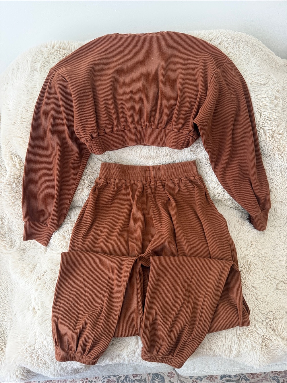 Cropped Ribbed Jogger Set - Rust - Picture 2 of 3